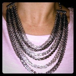 Vintage multi tiered necklace w black rhinestones